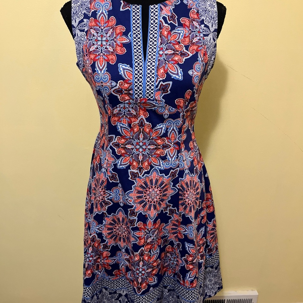 Adore Floral Mini Dress - Navy and Coral